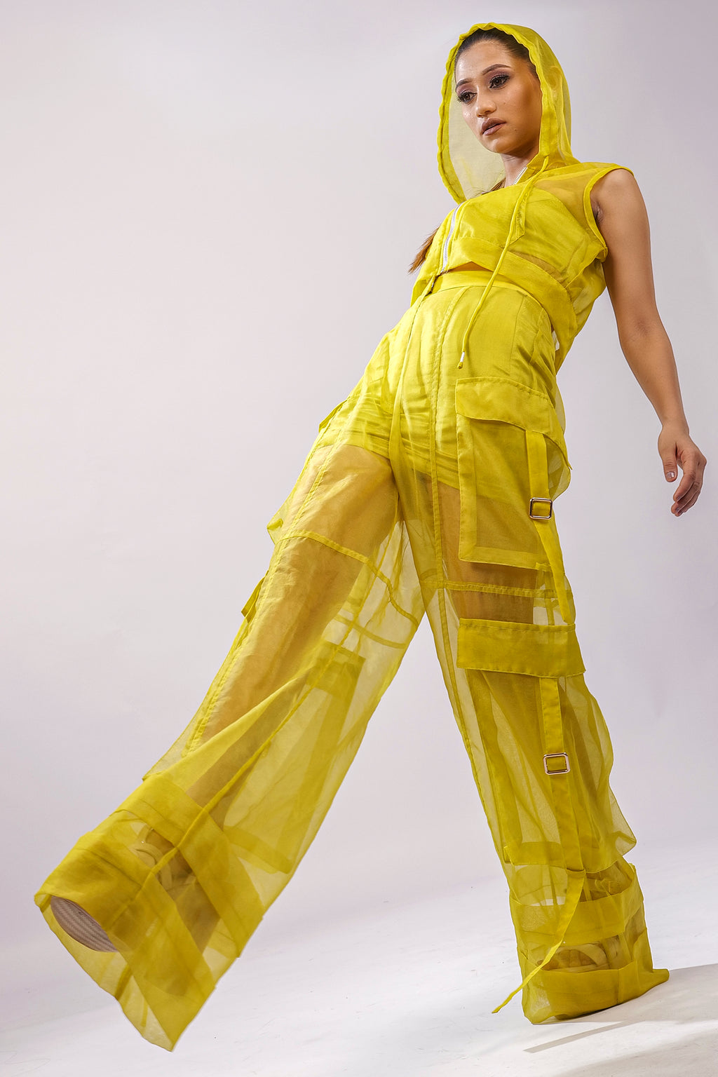 Citron Hooded Sleeveless Jacket – Translucent Utility Edit | VybTheory