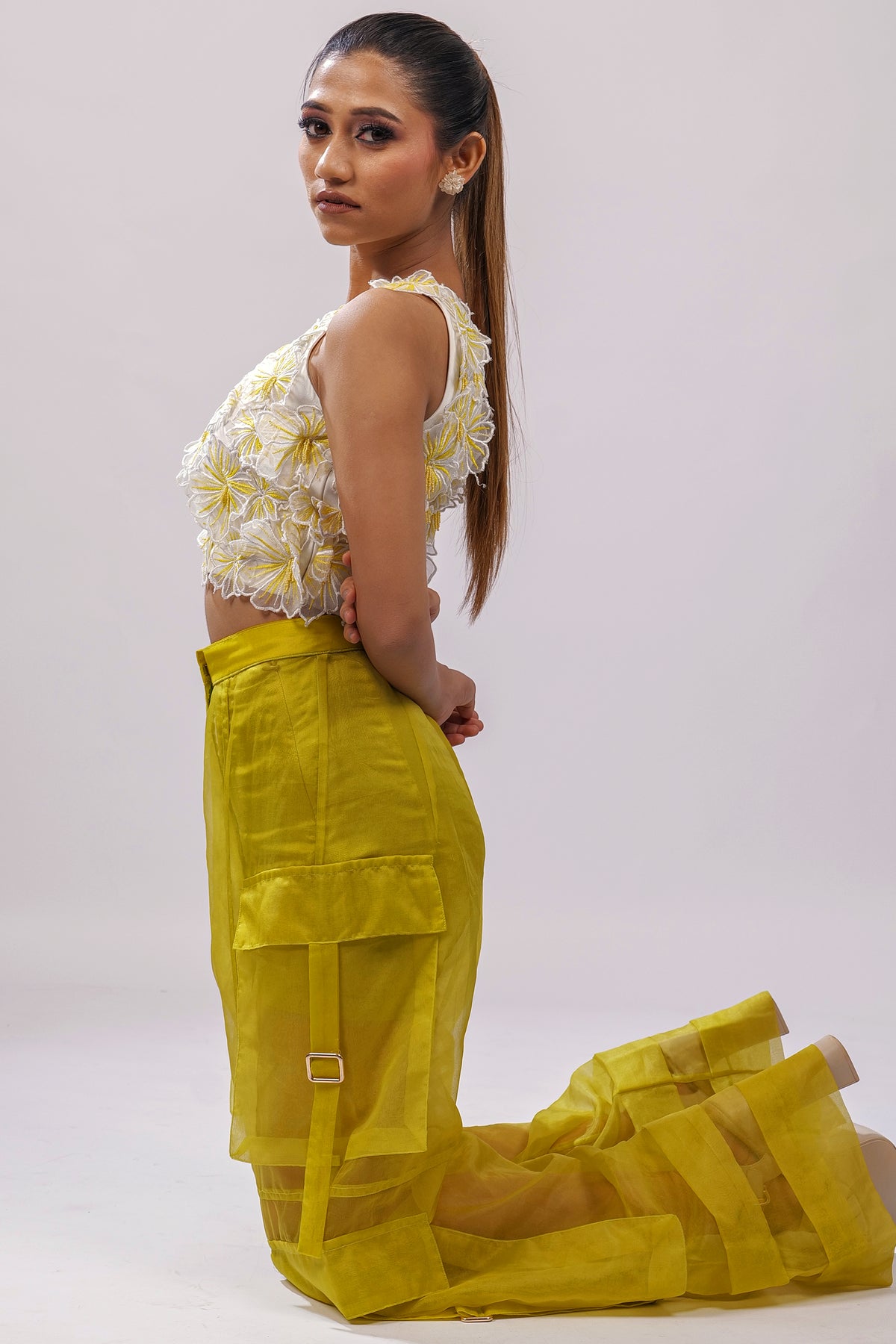 Ivory & Citron 3D Floral Embroidered Crop Top – Petal Rush