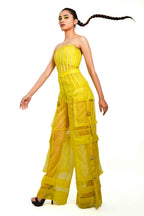 Citron Organza Corset & Utility Trousers Co-Ord Set – Translucent Dual Edit | VybTheory