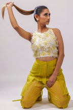 Ivory & Citron 3D Floral Embroidered Crop Top – Petal Rush