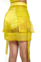 Citron Organza Utility Skirt – Translucent Pocket Edit | VybTheory