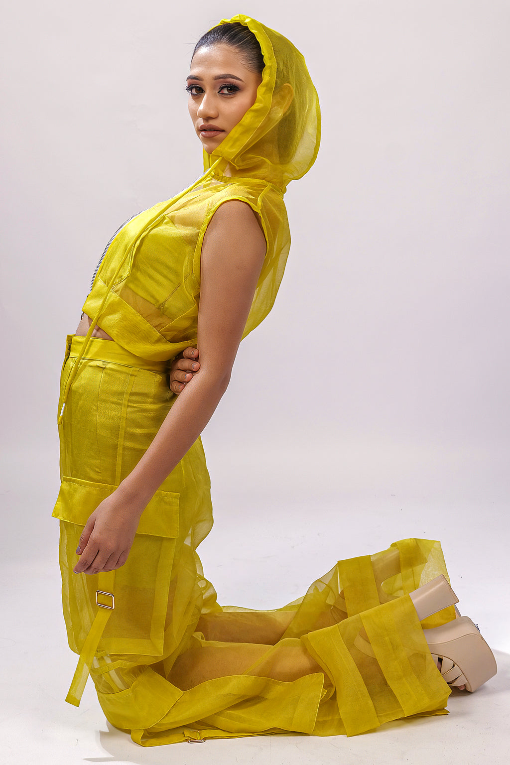 Citron Hooded Sleeveless Jacket – Translucent Utility Edit | VybTheory
