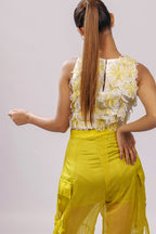 Ivory & Citron 3D Floral Embroidered Crop Top – Petal Rush