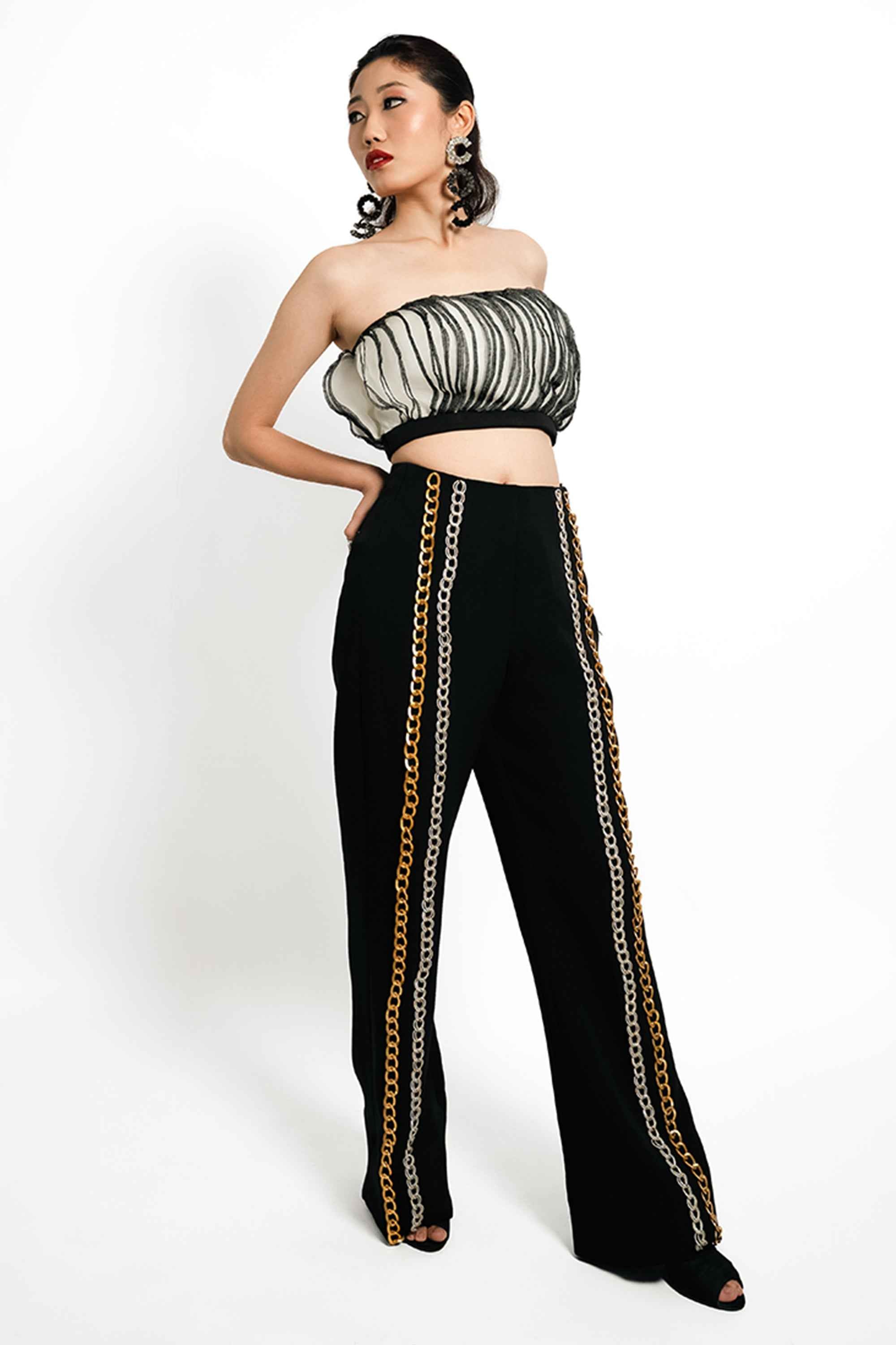 Eclipse Ruffle Co-Ord Set – Noir Contrast Chain Edit | VybTheory (Copy)