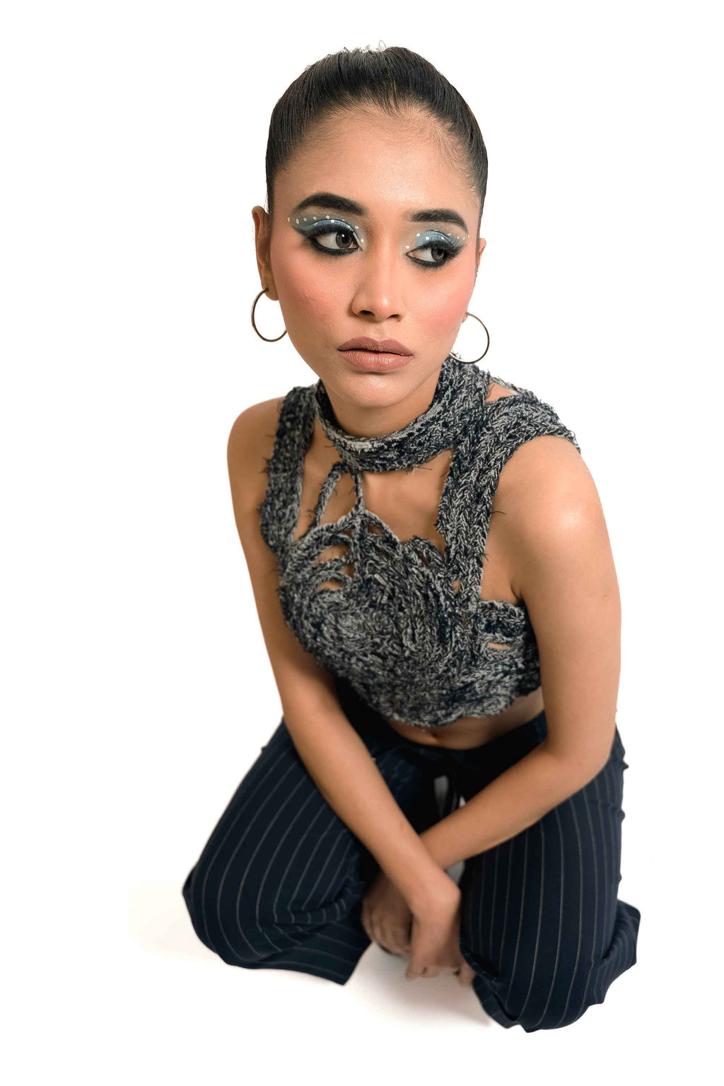 Braided Denim Sculptural Crop Top – Deconstructed Statement | VybTheory