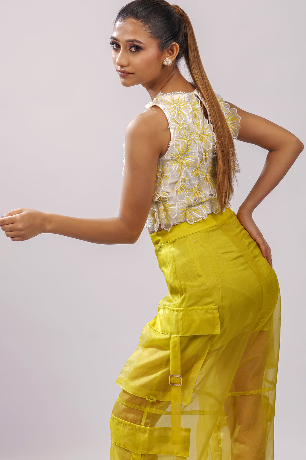 Ivory & Citron 3D Floral Embroidered Crop Top – Petal Rush