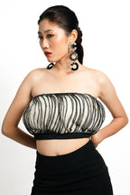 Eclipse Ruffle Bandeau Top – Ivory & Noir Contrast | VybTheory