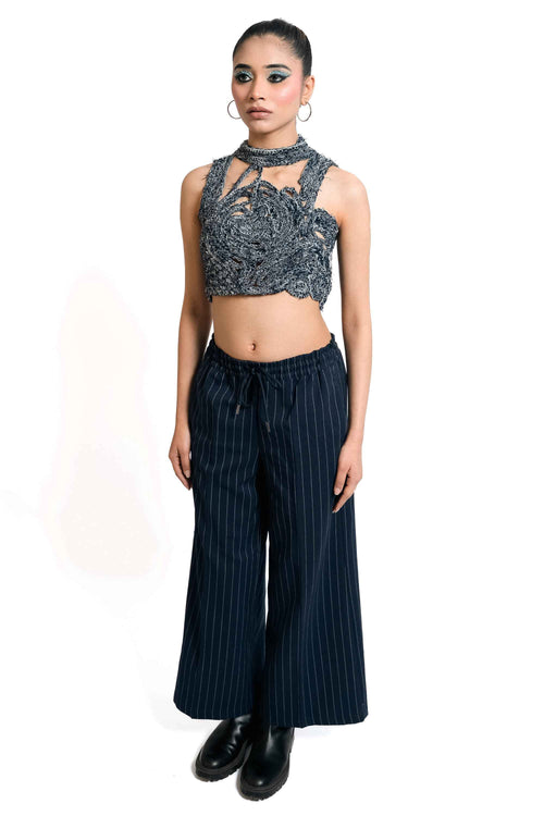 Braided Denim Sculptural Crop Top – Deconstructed Statement | VybTheory