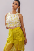 Ivory & Citron 3D Floral Embroidered Crop Top – Petal Rush