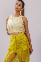 Ivory & Citron 3D Floral Embroidered Crop Top – Petal Rush