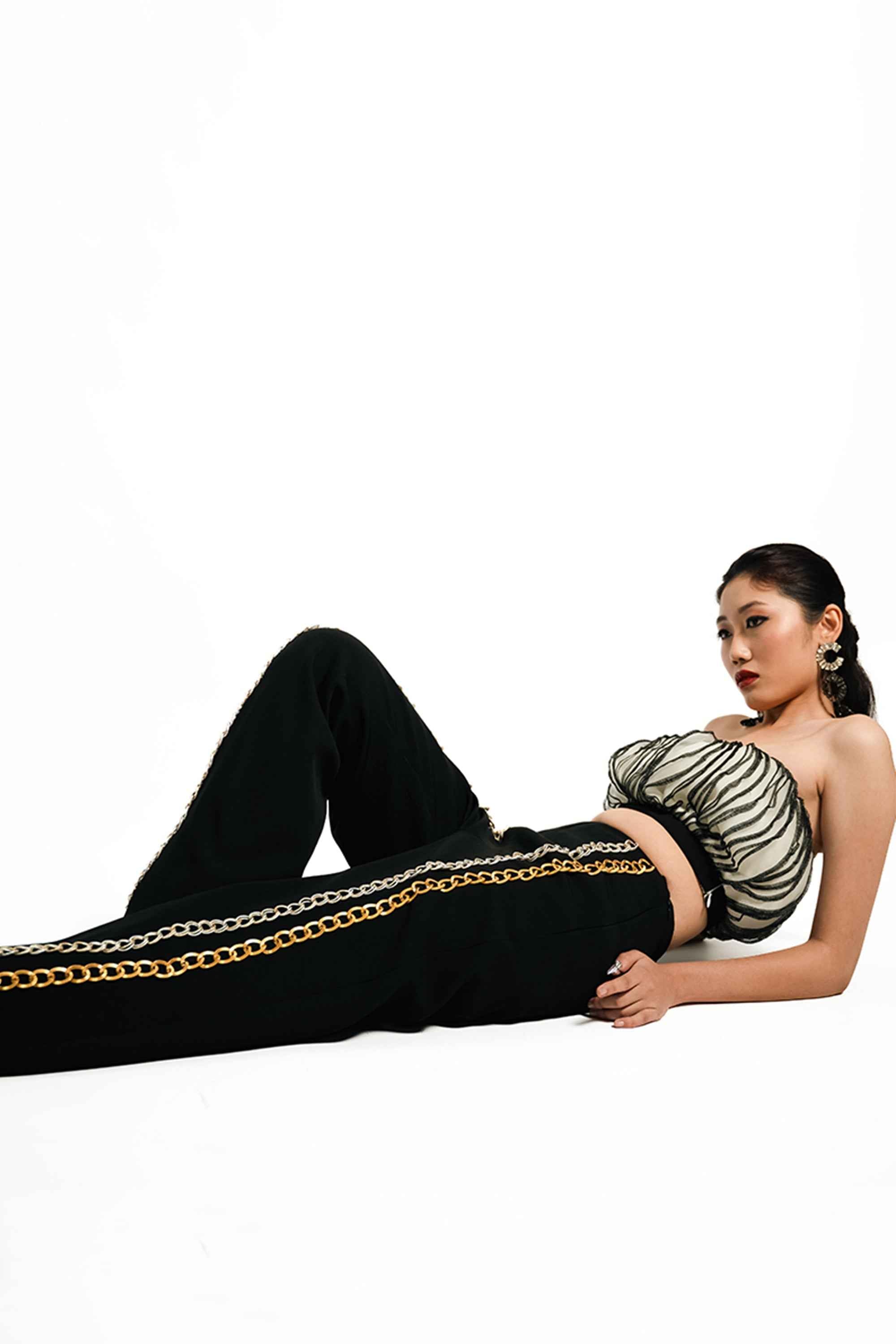 Eclipse Ruffle Co-Ord Set – Noir Contrast Chain Edit | VybTheory (Copy)