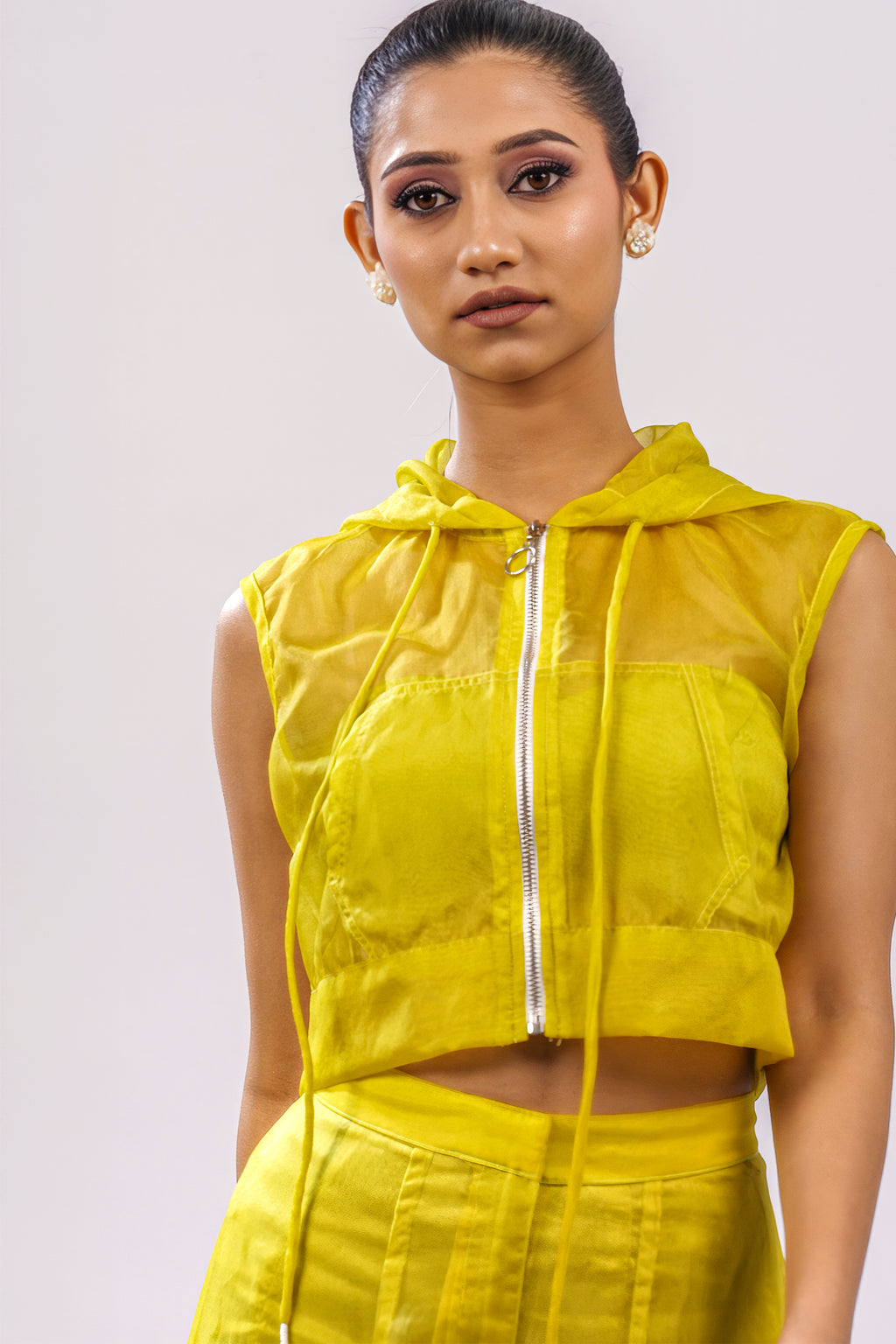 Citron Hooded Sleeveless Jacket – Translucent Utility Edit | VybTheory