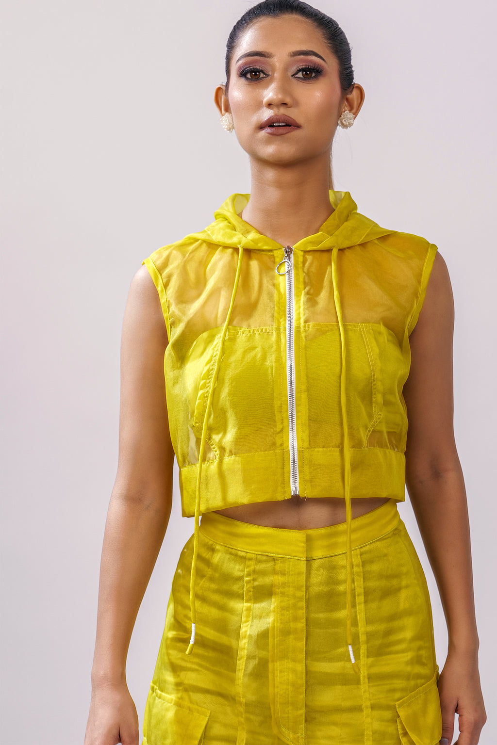 Citron Hooded Sleeveless Jacket – Translucent Utility Edit | VybTheory