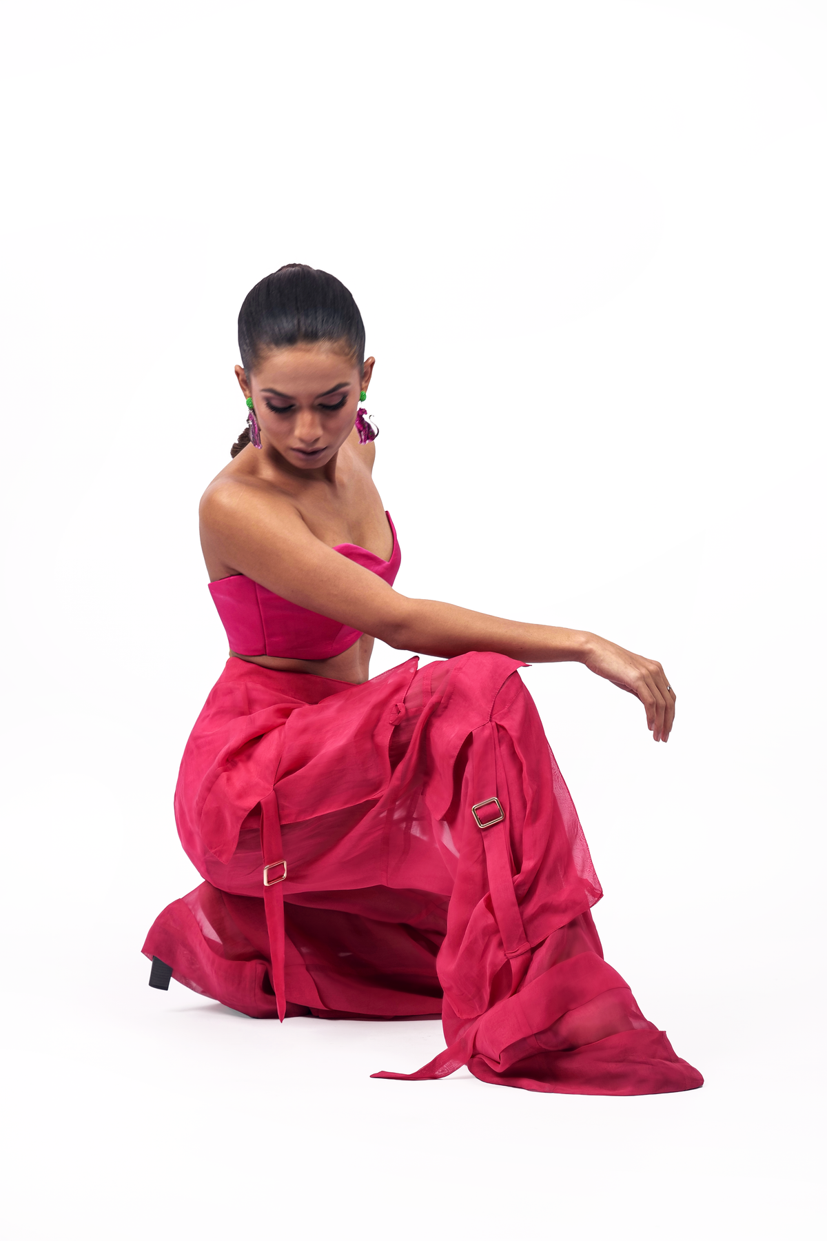 Hot Pink Organza Utility Trousers – Translucent Cargo Edit | VybTheory