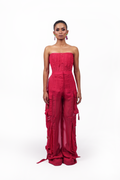 Hot Pink Organza Corset & Utility Trousers Co-Ord Set – Translucent Dual Edit | VybTheory