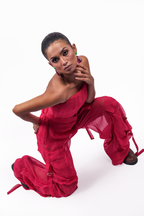 Hot Pink Organza Corset & Utility Trousers Co-Ord Set – Translucent Dual Edit | VybTheory