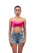 Hot Pink Satin Bralette – Sculpted Sweetheart Neckline | VybTheory