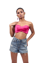 Hot Pink Satin Bralette – Sculpted Sweetheart Neckline | VybTheory