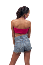 Hot Pink Satin Bralette – Sculpted Sweetheart Neckline | VybTheory