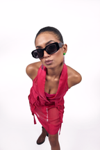 Hot Pink Organza Corset & Utility Skirt Co-Ord Set – Elevation Layer | VybTheory