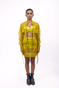 Citron Organza Bomber Jacket – Translucent Utility Layer | VybTheory