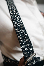 Crystal Studded Denim Harness Belt – Statement Layer | VybTheory