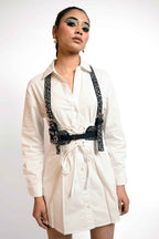 Crystal Studded Denim Harness Belt – Statement Layer | VybTheory