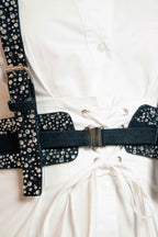 Crystal Studded Denim Harness Belt – Statement Layer | VybTheory