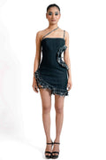 Frayed Cut-Out Denim Mini Dress – Raw Edge Statement | VybTheory