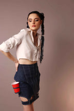 Deconstructed Denim Strap Skirt – Indigo Architect - Vybtheory