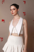 Bead Edge Waistcoat Bralette – Ivory Sharp Cut - Vybtheory