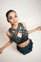 Deconstructed Denim Strap Bralette – Utility Sculpt | VybTheory