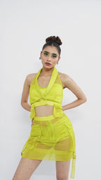 Citron Organza Utility Skirt – Translucent Pocket Edit | VybTheory