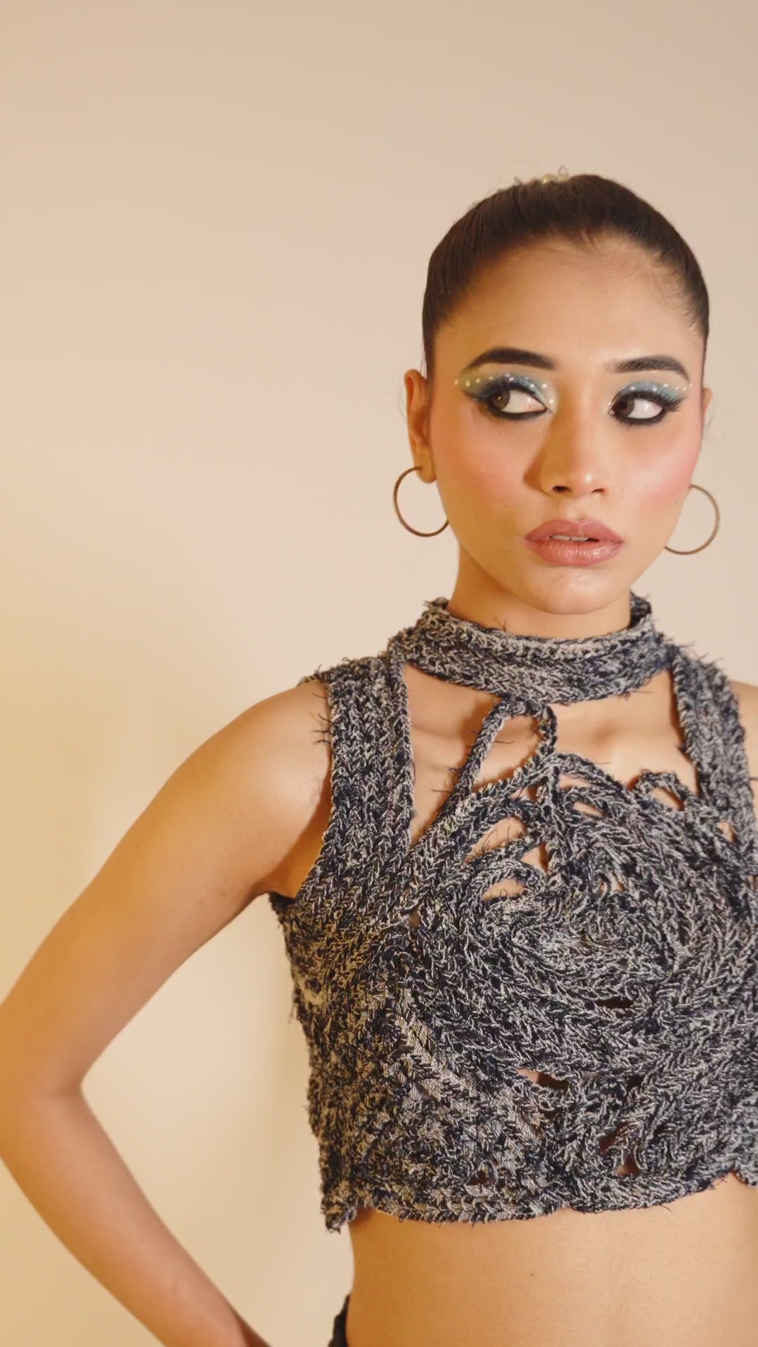 Braided Denim Sculptural Crop Top – Deconstructed Statement | VybTheory
